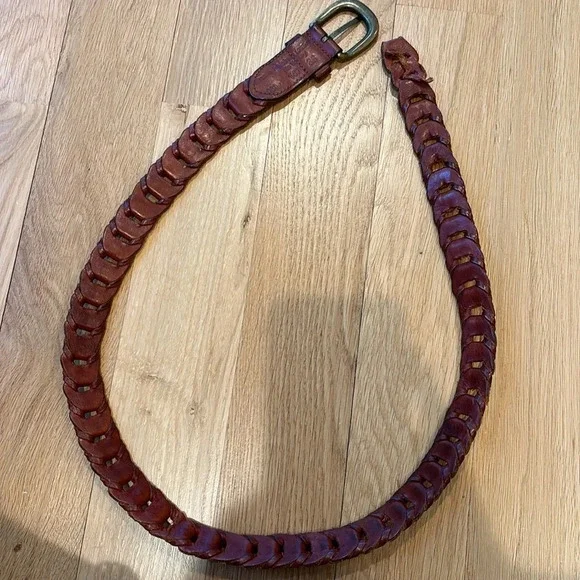 Vintage Brass and Leather Belt Unisex Boho Cowboy - Picture 3 of 5